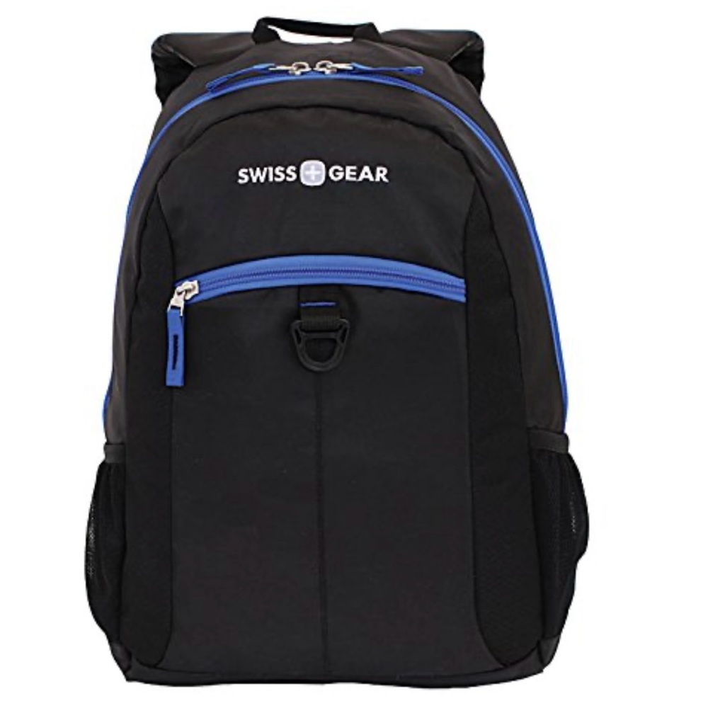 Swiss Gear Black & Blue Back Pack Comfort Fit Hiking Camping Tablet Holder